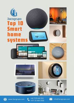 an advertisement for the top 10 smart home systems, with images of electronics and devices