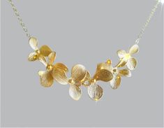 Orchids Flower GOLD Necklaces for Women, Flowers Jewelry gift for her Birthday Gifts for wife Gift for mom Personalized gifts for her Formal Gold Jewelry With Flower Charm, Gold Jewelry For Mother's Day Party, Gold Flower Pendant Necklace For Party, Delicate Jewelry For Mother's Day Party, Delicate Mother's Day Party Jewelry, Delicate Party Jewelry For Mother's Day, Mother's Day Party Gold Jewelry, Delicate Flower Shape Necklaces For Party, Delicate Flower Shaped Necklace For Party