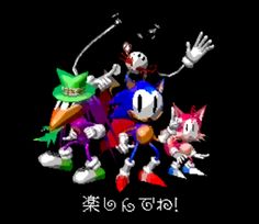 sonic the hedgehog and other animated characters are depicted in an old - school video game