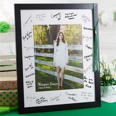 a photo frame with the name morgan grace surrounded by family and friends'names on it