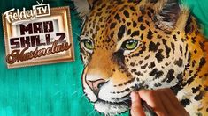 a painting of a leopard in front of a sign that reads mad skill 2 masterpiece