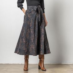 Waist has elastic in the back as well as a removable belt Woven slub fabric: 100% cotton Length: 36" We suggest getting your normal size PA2700 Printed Maxi Skirt, Velvet Coat, Skirt Jumpsuit, Printed Maxi Skirts, Skirt Belt, Printed Maxi, Bottom Clothes, Sweater Blouse, Diy Fashion