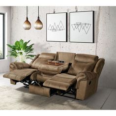 a living room with two recliners and a coffee table