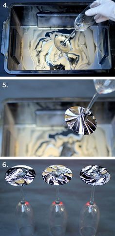 four different pictures showing how to make an ice cream sundae