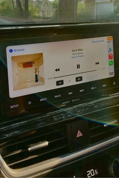 the dashboard of a car with an app on it