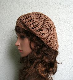 Women's Crochet Summer beret Summer hat Light Brown Cotton beret hat Women's Summer hat Women's Slouchy Beret Tam Hat by VinettaFeltKnitShop on Etsy Crochet Baby Mittens, Slouchy Beret, Tam Hat, Ravelry Crochet, Crochet Hat For Women, Crochet Christmas Stocking, Yarn Hats, Irish Crochet Dress, Hat Light