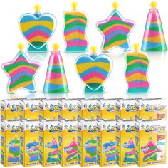 PRICES MAY VARY. Ideal Set: you'll get 24 set sand art kits for kids, including 24 sand art bottles in 4 different shapes, 24 funnels, 24 sticks and 96 bags of colored sand, including blue, green, yellow and pink, 24 packs per color; Complete set and ample quantity to meet your needs Reliable and Safe: bottles for colored sand are made of plastic, with high transparency, lightweight and sturdy and not easy to break; Sand for art project is non toxic, brightly colored and comfortable to touch Gif Arts And Crafts For Boys, Sand Activities, Sand Art For Kids, Diy Colored Sand, Colored Sand Art, Sand Art Crafts, Sand Art Bottles, Touch Gift, Sticks Diy