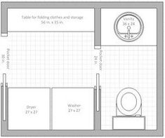 a bathroom floor plan with toilet, sink and shower in the center is shown here