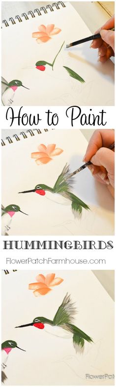 how to paint hummingbirds with watercolors on paper, and then using scissors