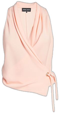 Pink Sleeveless Blouse For Work, Feminine Sleeveless Blouse For Work, Silk Wrap, Wrap Blouse, Bergdorf Goodman, Top Designers, Giorgio Armani, Tops Designs, Luxury Fashion