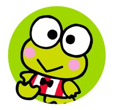 a cartoon frog wearing a red and white striped shirt