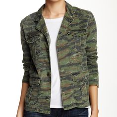 Pam & Gela Women's Camo Shirt Jacket New With Tag Size S Notched Collar - Long Sleeves - 1 Faux Zip Pocket - 4 Snap Flap Pockets - Back Vent - Approx. 22.5" Length Casual Camouflage Button-up Outerwear, Casual Camouflage Workwear Outerwear, Faux Fur Lined Coat, Fur Lined Coat, Drawstring Jacket, Camo Shirt, Camo And Pink, Womens Camo, Leopard Print Jacket