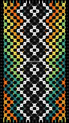 a cross stitch pattern with different colors and shapes on the front, side, and back