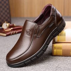 Category:Loafers  Slip-Ons; Upper Materials:Nappa Leather; Season:Spring,Summer; Gender:Men's; Activity:Walking; Toe Shape:Round Toe; Style:Casual,Business; Outsole Materials:Rubber; Occasion:Daily,Outdoor; Closure Type:Loafer; Function:Comfortable,Breathable,Slip Resistant; Pattern:Solid Colored; Listing Date:07/19/2023; 2024 Trends:Comfort Shoes,Plus Size; Foot Length:; Foot Width:; SizeChart1_ID:2:184042; Size chart date source:Provided by Supplier. Business Slip-on Faux Leather Shoes, Brown Round Toe Slip-ons For Business Casual, Brown Slip-ons With Round Toe For Business Casual, Brown Comfortable Loafers For Business, Comfortable Brown Loafers For Business, Breathable Sneakers, Genuine Leather Shoes, Designer Sneakers, Handmade Shoes