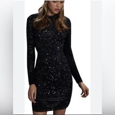 Needle And Thread Midnight Lace Dress Size: Us Condition: New With Tags Iridescent Beads And Shimmery Sequins Cover This Formfitting Needle & ... Needle & Thread Sheath Dress Black Beaded & Sequin Accents Long Sleeve With Crew Neck Concealed Zip Closure This Brand Typically Fit True To Size. Length: 34.5" Bust: 31" Hip: 34.75" Waist: 27.25". Size: Us8 Color: Black Fabric: 100% Polyester; Lining 100% Polyester Clothing Size: 8 Dark Purple Midi Dress, Needle And Thread Mini Dress, Black Midi-length Sequin Dress For Night Out, Needle And Thread Dress Black, Black Sequin Knee-length Dress, Stretch Knee-length Sequined Mini Dress, Striped Tee Dress, Blue Tulle Dress, Needle And Thread Dresses