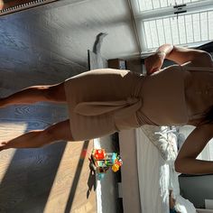 Nwt - Size Medium - Purchased When Pregnant And Way Too Big For Me Now. Ties Can Be Tied Middle Or Off To The Side! Beige Tie Waist Fitted Mini Dress, Fitted Beige Mini Dress With Tie Waist, Friends Dresses, Lovers And Friends, Me Now, Size Medium, Womens Dresses, Cream, Fast Delivery