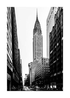 black and white photograph of the chrysler building in new york city