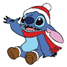 an image of a cartoon character wearing a santa hat and holding his hand out to the side