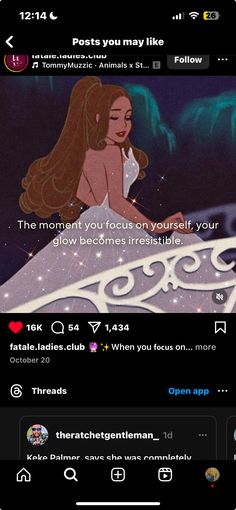 an iphone screen with the caption that reads,'this moment you focus on yourself, your flow becomes irestible '