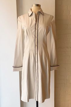 Made from buttery soft white lamb leather, this gorgeous Ralph Lauren purple label collection piece looks lovely worn as a shirt dress or layered over your favorite outfit as a jacket. Features chocolate leather piping detail, notched cuffs and button down front closure. Satin lined. Made in the USA Size & Fit • Best fits sizes S-M• Measurements taken on items laid flat• Bust - 17" / Waist - 15.25" / Hip - 19.5" / Length - 41"Details • Excellent condition• 100% lambskin• Made in the USA Leather Shirt Dress, Chocolate Leather, Purple Label, Vintage Ralph Lauren, Ralph Lauren Purple Label, Ralph Lauren Collection, Leather Shirt, Soft White, Lambskin Leather