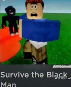 a lego man holding an orange object in front of a black cat on the grass