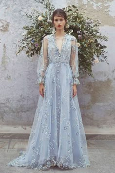 Baju Kahwin, V Neck Prom Dresses, Tulle Evening Dress, Blue Party Dress, Long Sleeve Prom, Long Sleeve Evening Dresses, Party Dress Long Sleeve