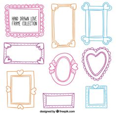 different colored frames with hearts on them