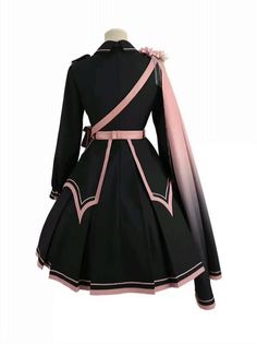 Pink Long Sleeve Dress For Cosplay, Vintage Pink Dress For Cosplay, Pink Gothic Costume Dress, Black Harajuku Dress For Cosplay Events, Black Fantasy Style Dress For Cosplay Events, Black Fantasy Dress For Cosplay Events, Spring Pink Gothic Dress, One Shoulder Cape, Dress Cape