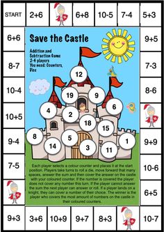 a board game with the words save the castle and numbers to 10 on each side