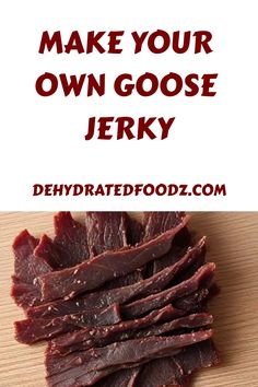 Make your own goose jerky, Dehydratedfoodz.com. Peppered Jerky Recipe, Smoker Beef Jerky, Smoked Jerky Recipes, Smoker Jerky Recipes, Beef Jerky Marinade, Smoked Jerky, Making Beef Jerky