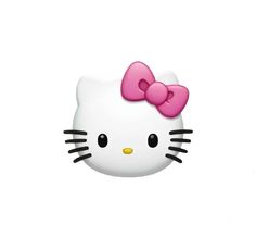 a white hello kitty wallpaper with a pink bow on it's head and eyes