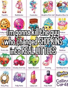 a poster with the words i'm going to kill the guy who changed shopkins into real littles