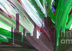 an abstract painting with green, red and white colors in the background that says fine art america