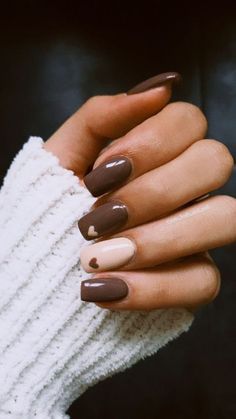 Brown Nails Design, Simple Fall Nails, Fall Gel Nails, Beige Nails, Simple Gel Nails, Brown Nails