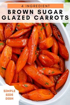 brown sugar glazed carrots in a white bowl