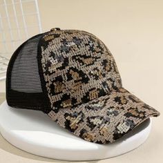 Nwot Cheetah Print Black & Gold Very Comfortable: The Rhinestone Cap Made From 100% Denim Cotton, And With A Design That Allows For Air Flow And Heat Escape, This Cool Cap Is Certainly One Of The Most Comfortable Pieces Of Headwear You Can Get Your Hands On. It Is Ideal For Use All Year Round Questions? Leave A Comment Below! Black Bucket Hat, Wide Brim Sun Hat, Black Baseball Cap, Baseball Trucker Hat, Western Hats, Red Hats, Ball Cap, Black Mesh, Cheetah Print