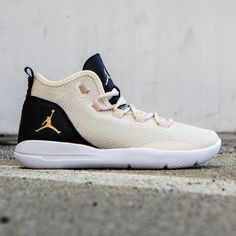 Jordan Big Kids Jordan Reveal Premium HC (GS) (pearl white / black / white / metallic gold) Breathable Jordan Shoes For Sports With White Sole, Breathable Lace-up Jordan Training Shoes, Breathable Jordan Shoes With White Sole For Sports, Fade-resistant White Jordan Sports Shoes, White Fade-resistant Jordan Shoes For Light Sports, Gold Basketball Shoes With Boost Midsole For Sports, Gold Basketball Shoes With Boost Midsole, Gold Sporty Basketball Shoes, Gold Jordan Shoes For Sports