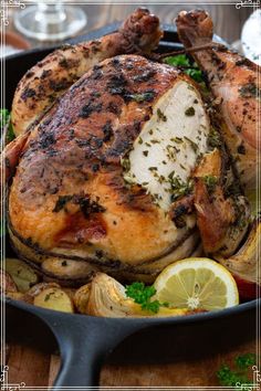 This herb and lemon roasted chicken with potatoes is my favorite easy-but-impressive meal! Crispy, juicy and infused with the aromas and flavors of fresh herbs, citrus and garlic. You simply can’t beat such a timeless classic!