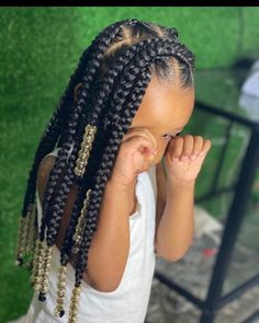 Large Knotless, Easy Braid Styles, Kid Hair Styles, Braids Kids, Braids Knotless, Kids Hair Styles, Kids Curly Hairstyles, Lil Girl Hairstyles, Kid Braid Styles