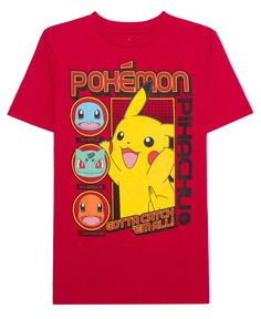 a red t - shirt with pokemon pictures on it