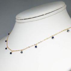 Natural Blue Sapphire Dainty Choker Necklace Sapphire Necklace Simple Stone, Blue Delicate Chain Necklace, Blue Dainty Chain Necklace With Delicate Chain, Dainty Blue Chain Necklace With Delicate Chain, Blue Dainty Chain Necklace, Dainty Blue Delicate Chain Necklace, Dainty Blue Chain Necklace With Adjustable Chain, Blue Dainty Choker Necklace, Minimalist Blue Choker Necklace