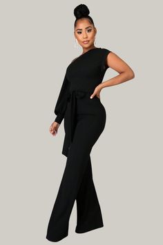 Introducing the exquisite Bonnie Asymmetrical Neckline Jumpsuit, boasting elegant lantern sleeves and a belted waist that exudes sophistication. The wide-legged design and medium stretch fabric provide unparalleled comfort and an elegant silhouette. Indulge in the opulence of this garment with its asymmetrical neckline and long sleeves, suitable for any occasion. 95% Polyester, 5% Elastane Please allow 3-5 business days to process and ship. in cm : Size US Length Sleeve Length Bust Waist Size Hi Elegant Belted Jumpsuits And Rompers For Party, Elegant Belted Jumpsuit For Party, Chic Belted Jumpsuits And Rompers, Belted Jumpsuit Or Romper For Date Night, Belted Jumpsuits And Rompers For Date Night, Solid Belted Jumpsuit For Date Night, Belted Jumpsuit For Date Night, Elegant Belted Jumpsuit For Date Night, Elegant Belted Jumpsuits And Rompers