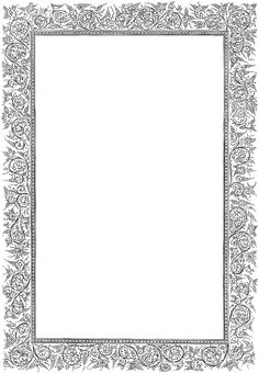 an ornate frame is shown in black and white, with the border at the bottom