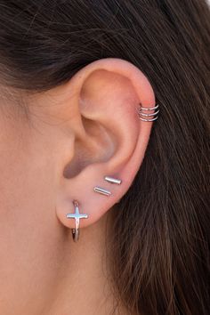 Trendy Hypoallergenic Piercings, Trendy Everyday Hypoallergenic Ear Climbers, Trendy Hypoallergenic Ear Climbers For Everyday, Trendy Everyday Ear Climbers, Modern Huggie Piercings, Nickel-free Everyday Ear Climbers, Trendy Silver Ear Climbers For Everyday Wear, Trendy Sterling Silver Drop Cartilage Earrings, Trendy Hypoallergenic Piercings For Everyday