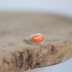 Spiny Oyster Ring - Silversmith Ring - Spiny Oyster - Chili Pepper Ring - Sterling Silver Ring Orange Oval Sterling Silver Ring, Sterling Silver Orange Ring With Polished Finish, Orange Sterling Silver Ring With Polished Finish, Unique Orange Ring Jewelry, Unique Orange Cabochon Ring, Silversmith Rings, Chili Red, Red Rings, Silver Ring Designs