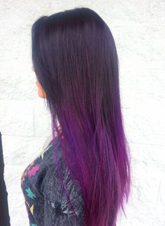 - Purple Hair Straight, Dark Brown Purple Hair, Lavender Tips, Hair Wishlist, Diy Ombre Hair, Black Purple Ombre, Indigo Hair, Hair Colorful, Purple Ombre Hair