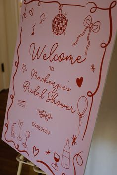 a welcome sign for the bride and groom