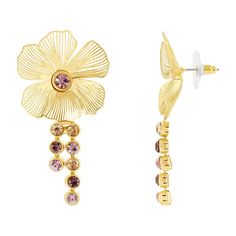 Complete your look with these Emberly gold tone pink glass textured flower drop earrings. Click on this JEWELRY & WATCHES GUIDE to learn about fit, styles, materials and more! Complete your look with these Emberly gold tone pink glass textured flower drop earrings. Click on this JEWELRY & WATCHES GUIDE to learn about fit, styles, materials and more! FEATURES Dimensions: 50 mm Backings: post Nickel free Metal: brass Material: glass Plating: gold tone Finish: textured Packaging: decorative card Si Textured Packaging, Flower Drop Earrings, Blue Topaz Necklace, Topaz Necklace, Simply Vera, Glass Texture, Metal Flowers, Pink Glass, Brass Material