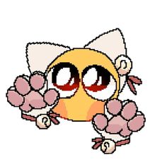 an image of a cartoon character with big eyes and large paws on his head, holding flowers