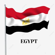 an egyptian flag with the word egypt in black, white and red letters on it